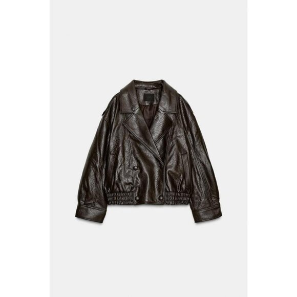 ZARA FAUX LEATHER JACKET WITH DETACHABLE COLLAR - Picture 11 of 12